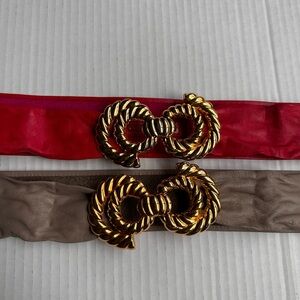 Vintage Jennifer Moore Red and Taupe colored leather adjustable belts